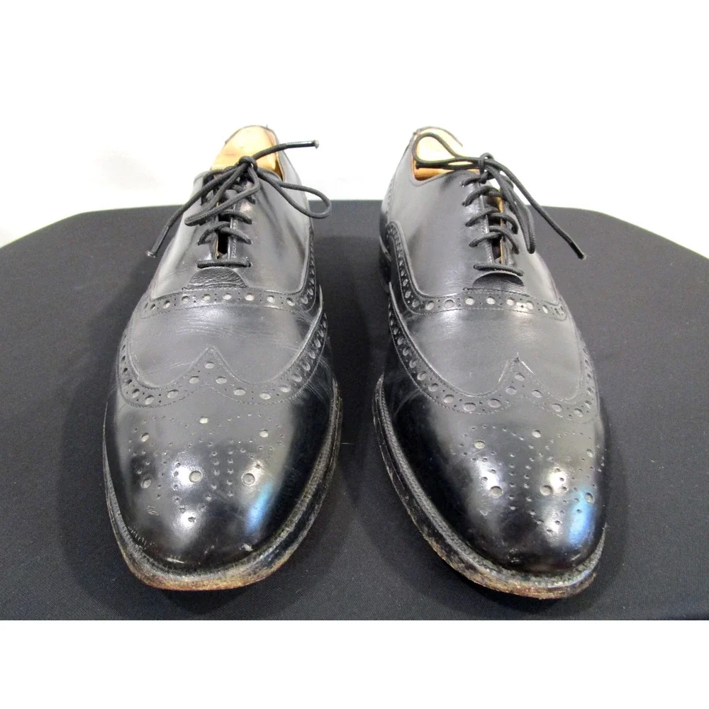 Johnston & Murphy Aristocraft Black Leather Wingtip Oxford Dress Shoes 10.5 E/C